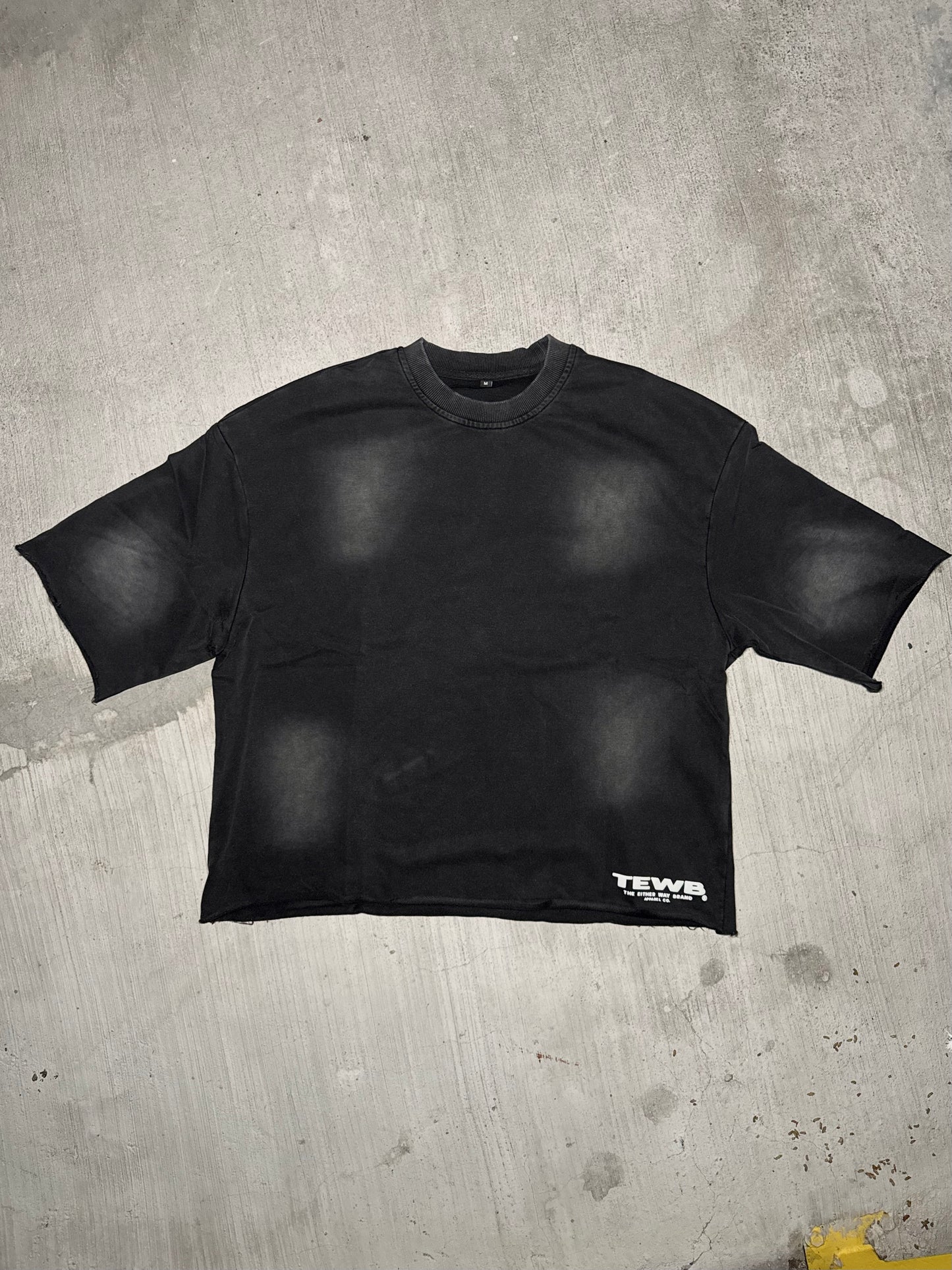 Either Way “Tewb Puff” Faded Cropped Distressed T