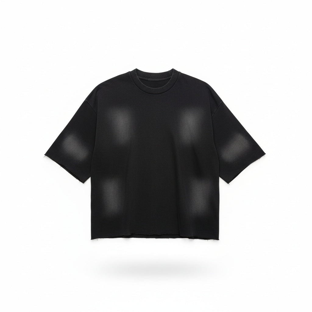 Either Way “Tewb Puff” Faded Cropped Distressed T